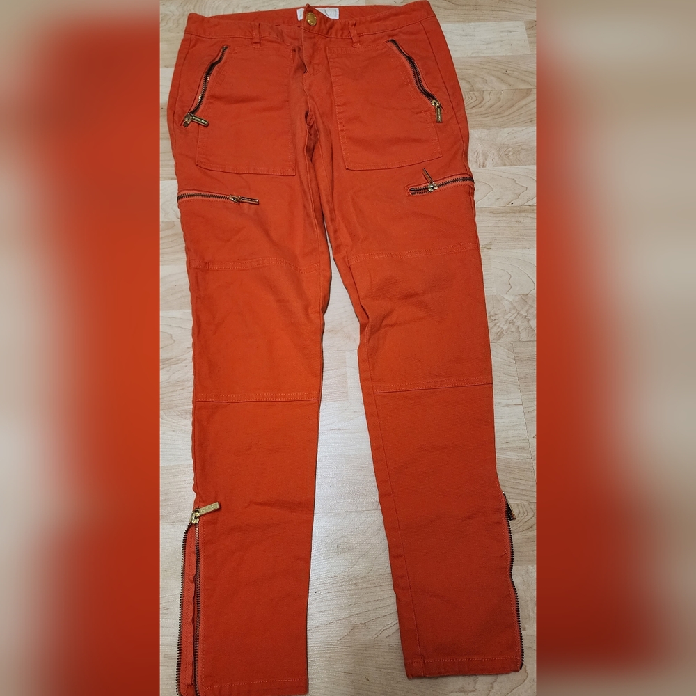 Michael Kors Orange Zip Cargo Pants SZ 4